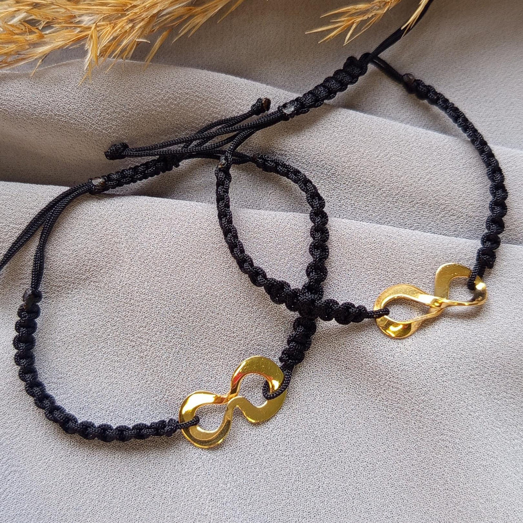 Gold Plated 925 Sterling Silver Handmade Infinity Macramé Bracelet - Adjustable Bracelet