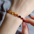Gold Natural Amber: Natural Amber stones Bracelet with Solid 14K Gold Beads – Adjustable Handmade Gemstone Bracelet
