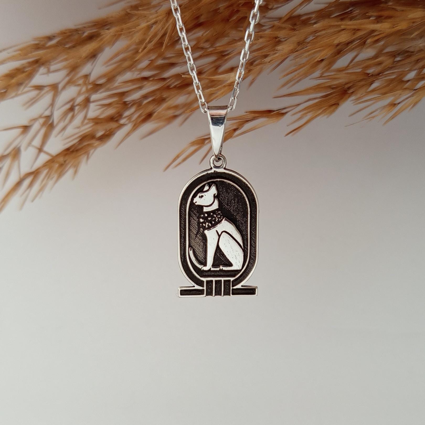 Ancient Egyptian Cat Pendant Necklace – 925 Sterling Silver Bastet-Inspired Jewelry