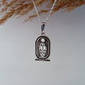Vintage Minimalist Necklace – Ancient Egyptian Scarab and Sun Symbol – 925 Sterling Silver Pendant