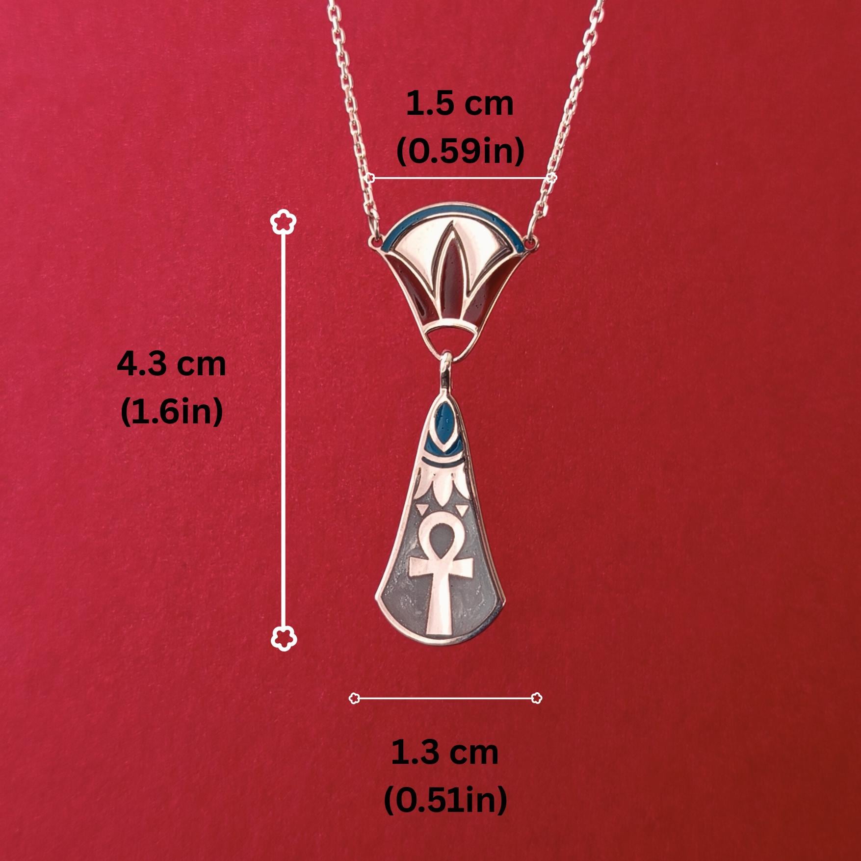 Ancient Egyptian–Inspired Ankh Necklace – 925 Sterling Silver Pendant with Enamel Details