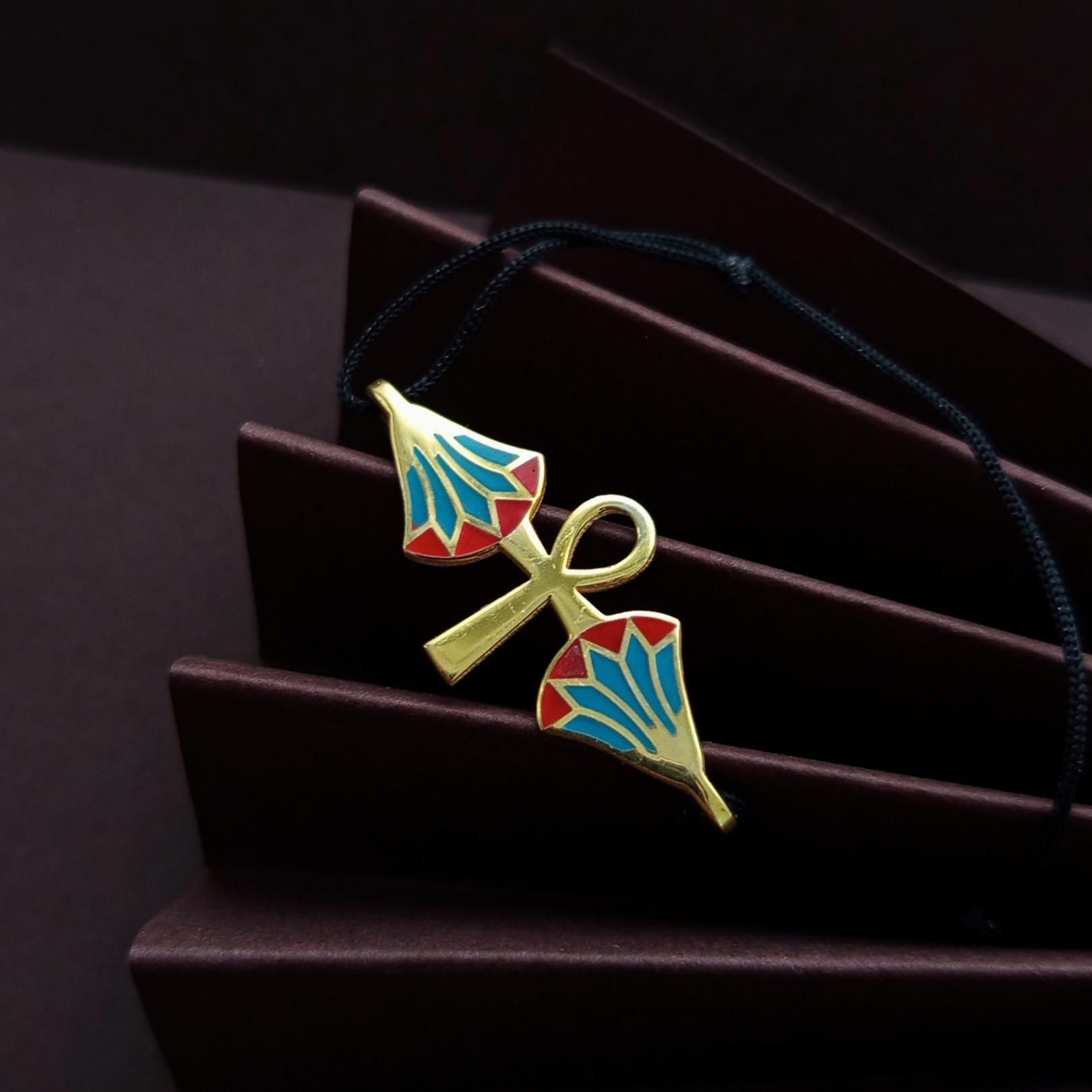 Dainty Gold Anth Cross Bracelet – 925 Sterling Silver Gold Plated With Enamel, Adjustable Cord