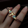 Dainty Gold Anth Cross Bracelet – 925 Sterling Silver Gold Plated With Enamel, Adjustable Cord