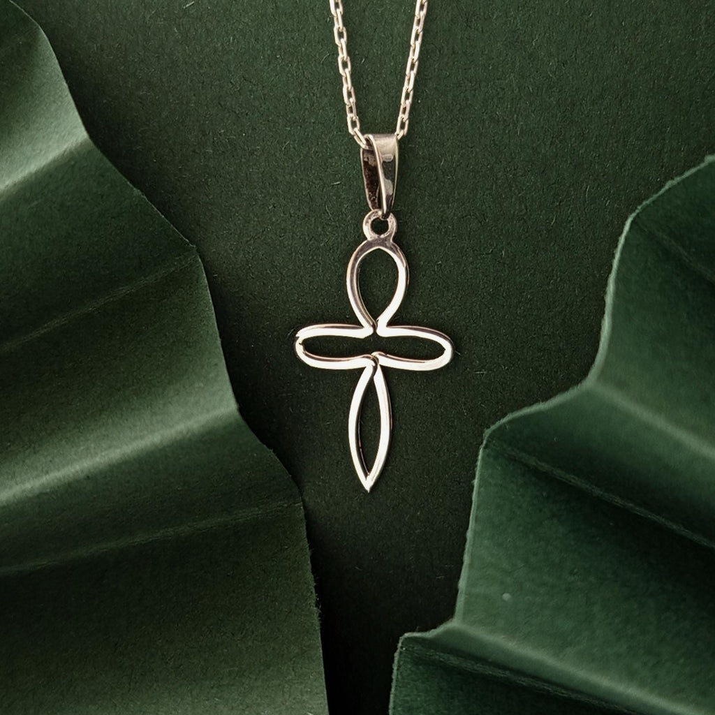 Gold Human-Form Cross Necklace – Sterling Silver, Minimalist Pendant