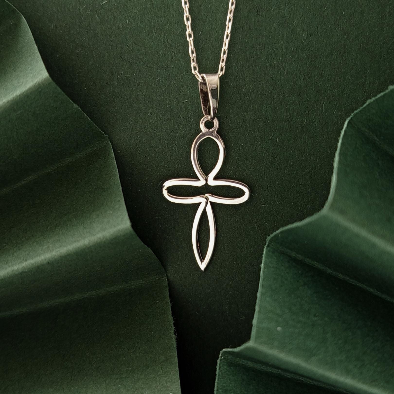 Gold Human-Form Cross Necklace – Sterling Silver, Minimalist Pendant