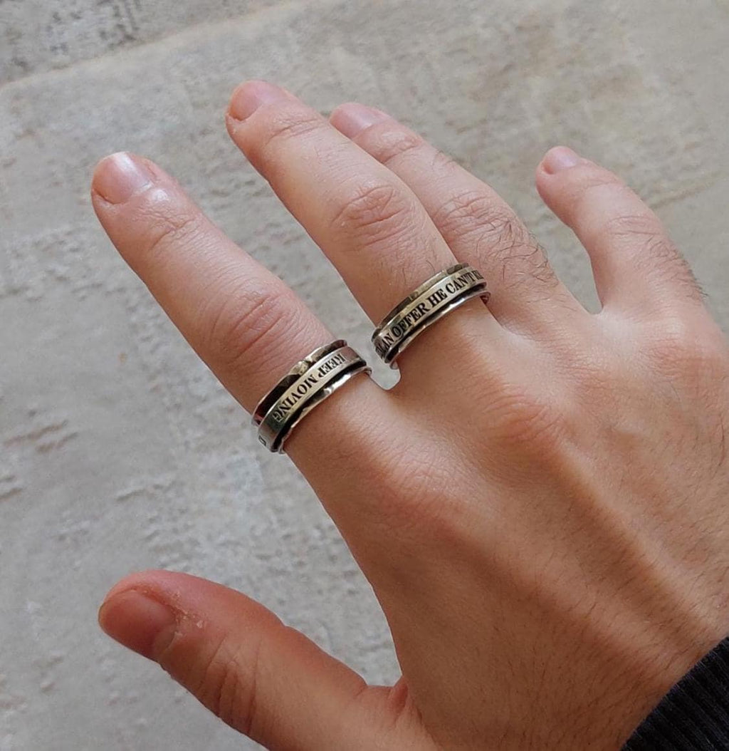 Personalized Spinner Ring in Sterling Silver – Custom Engraved Spinning Band, Unisex Fidget Ring