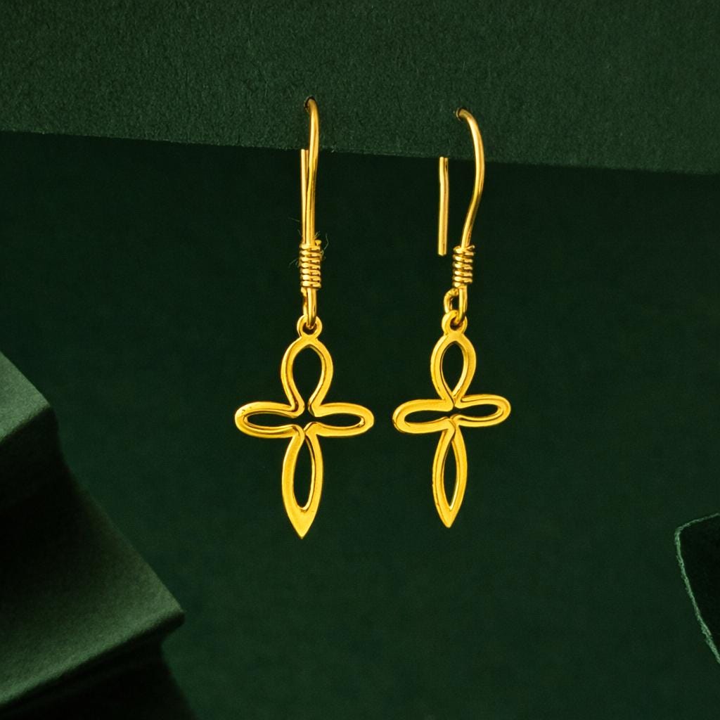 Gold Cross Earrings – Minimal Cross Inspired by the Human Figure