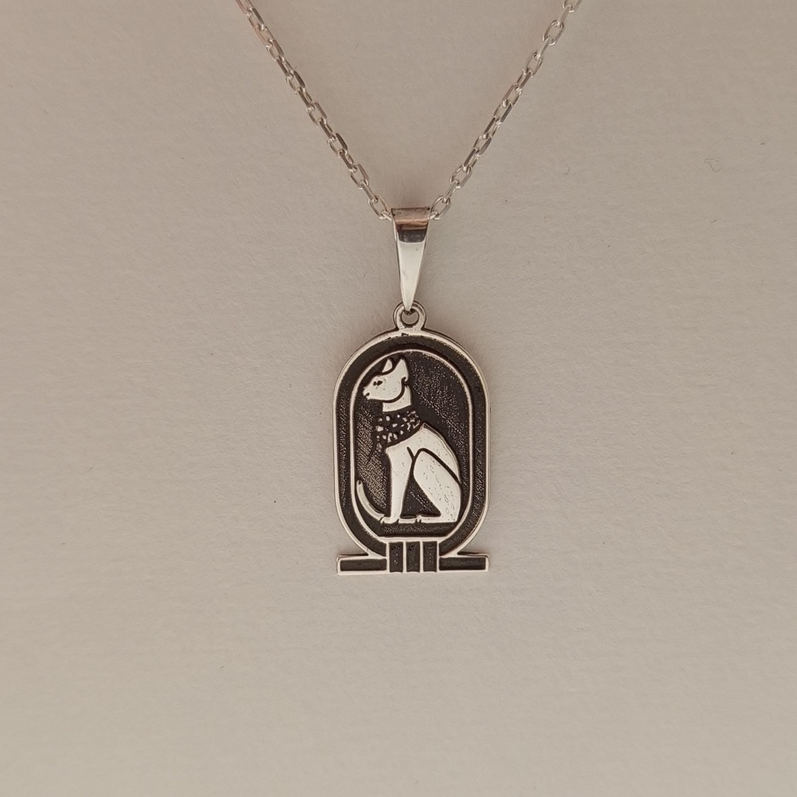 Ancient Egyptian Cat Pendant Necklace – 925 Sterling Silver Bastet-Inspired Jewelry