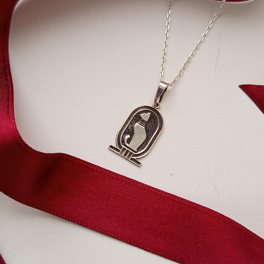 Vintage Ancient Egyptian Cat Pendant Necklace – 925 Sterling Silver Bastet-Inspired Design