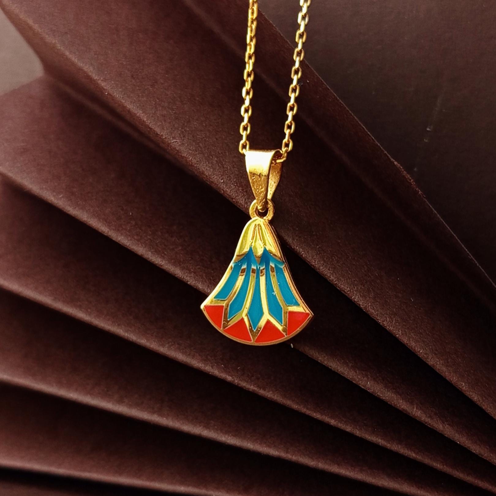 Gold Plated Egyptian Necklace – Sterling Silver Enamel Pendant