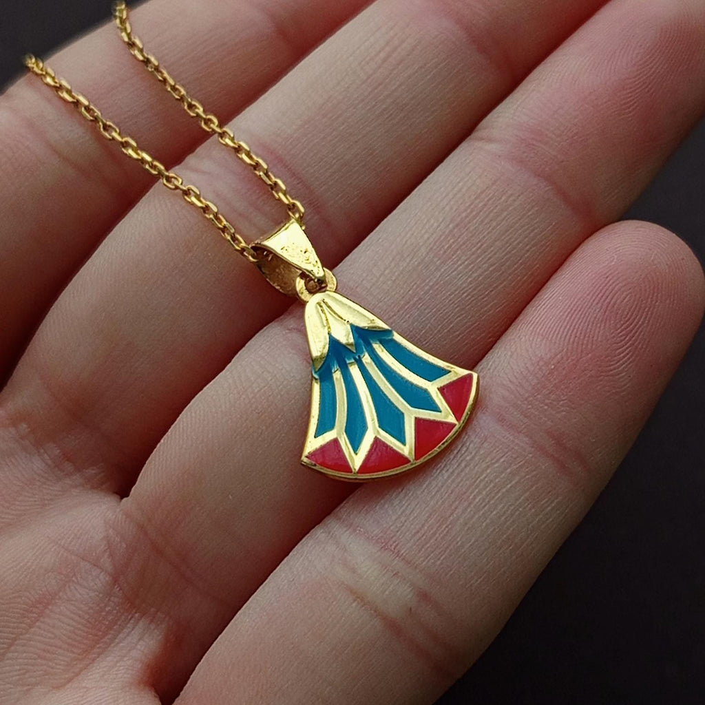 Gold Plated Egyptian Necklace – Sterling Silver Enamel Pendant