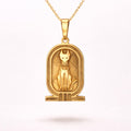Gold Vintage Necklace – Ancient Egyptian Cat Symbol – 925 Sterling Silver gold plated Minimalist Pendant