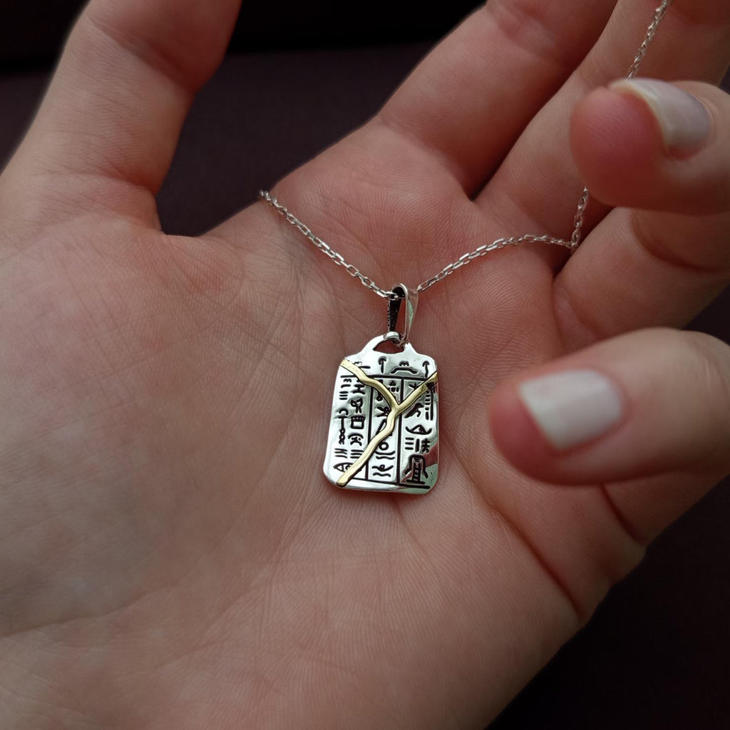 Kintsugi Egyptian Hieroglyph Necklace