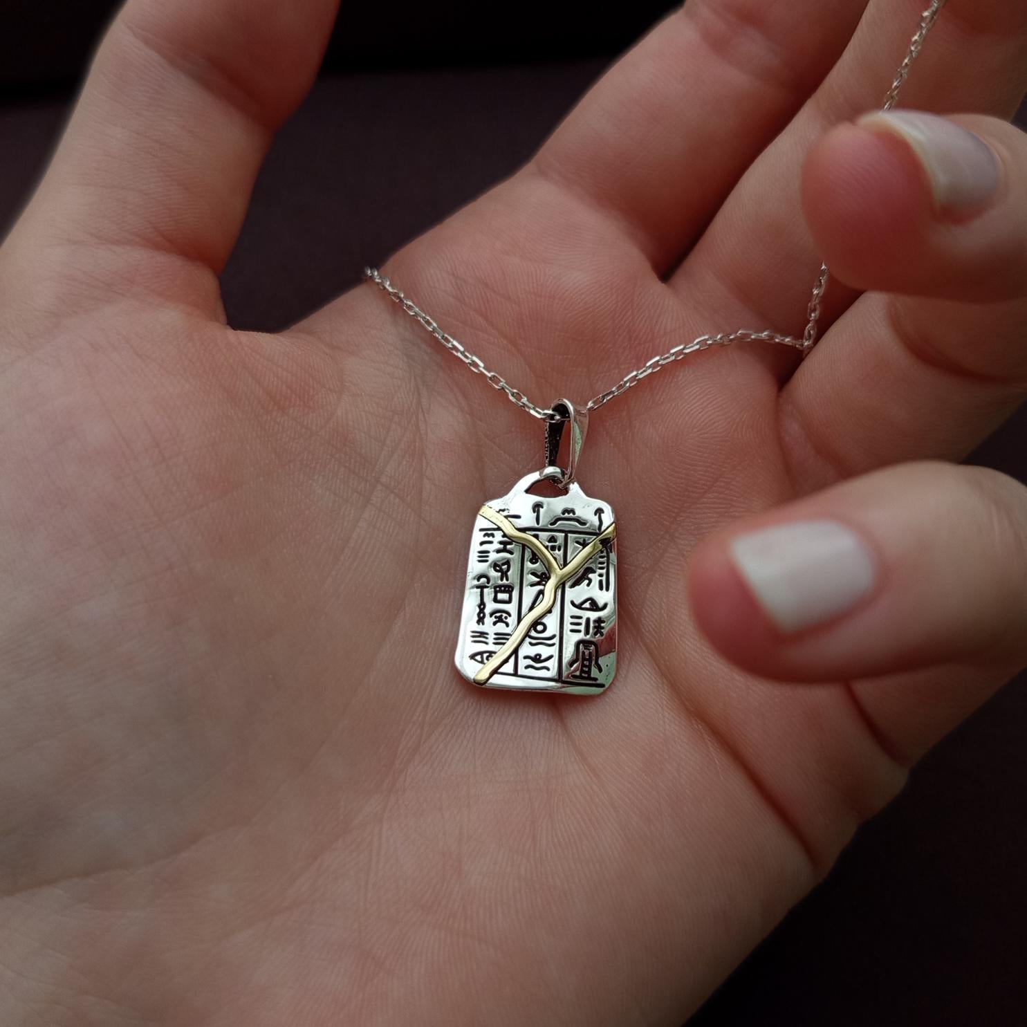 Kintsugi Egyptian Hieroglyph Necklace