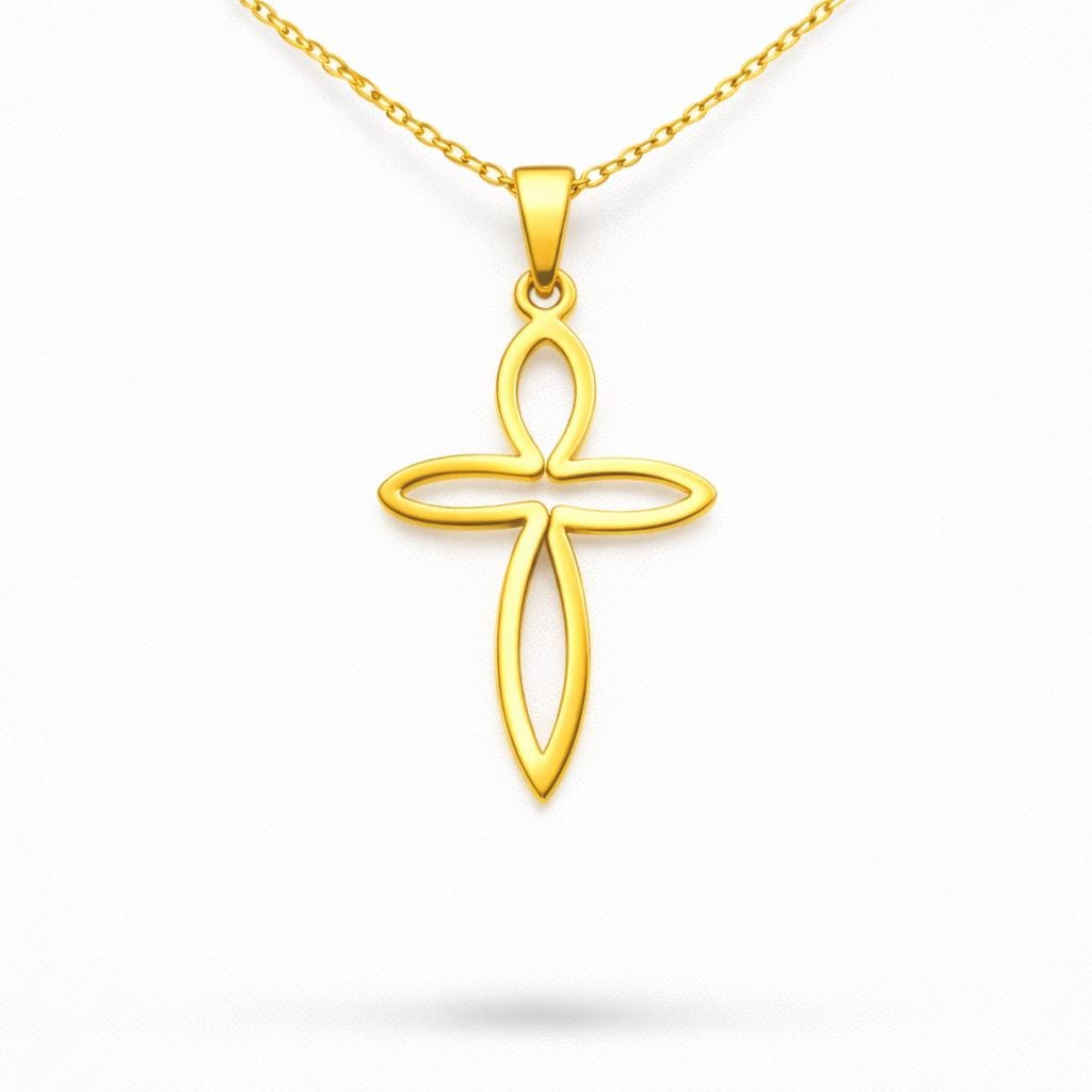 Gold Human-Form Cross Necklace – Sterling Silver, Minimalist Pendant