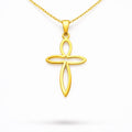 Gold Human-Form Cross Necklace – Sterling Silver, Minimalist Pendant