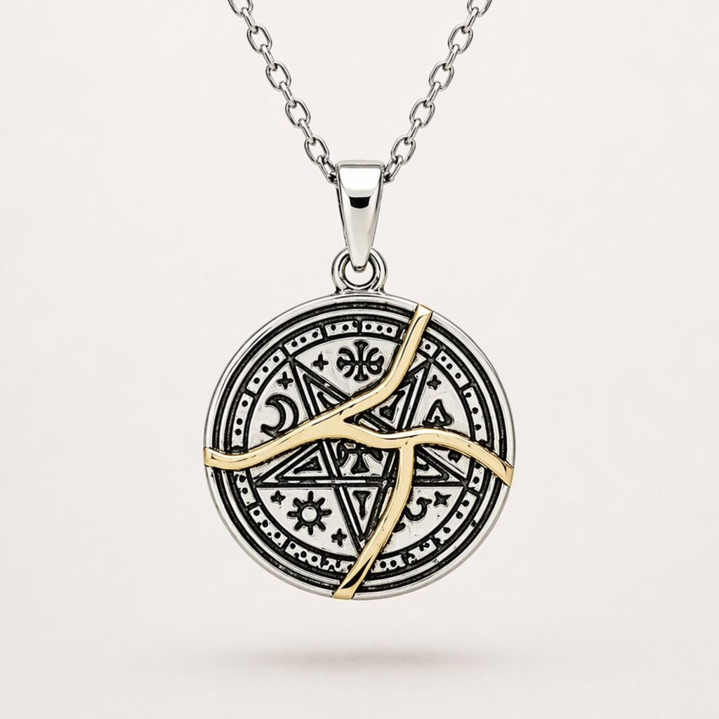 Star Necklace – Kintsugi Sterling Silver Talisman Pendant with Gold Lines (4 Designs)