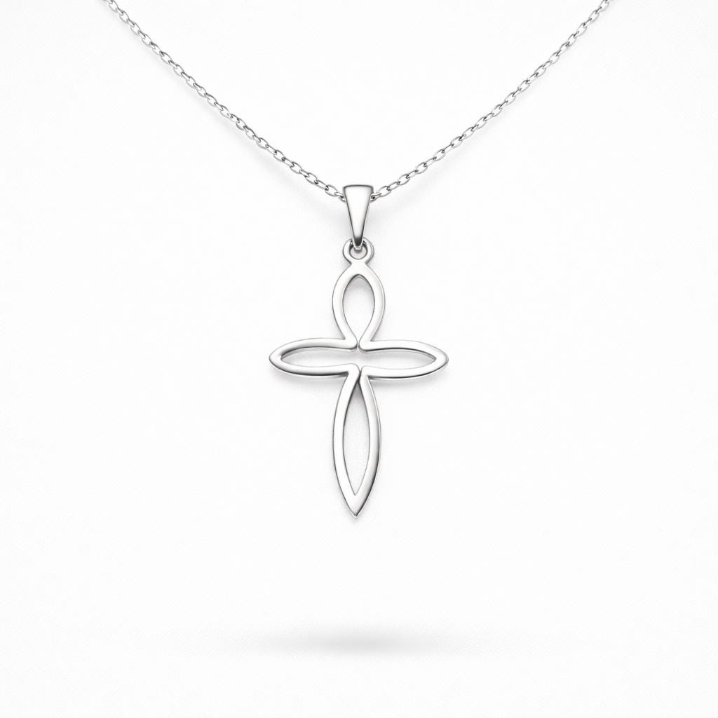 Gold Human-Form Cross Necklace – Sterling Silver, Minimalist Pendant