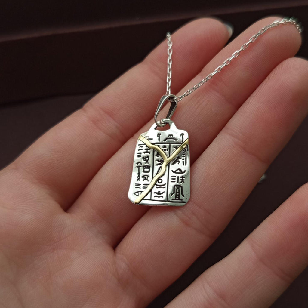 Kintsugi Egyptian Hieroglyph Necklace