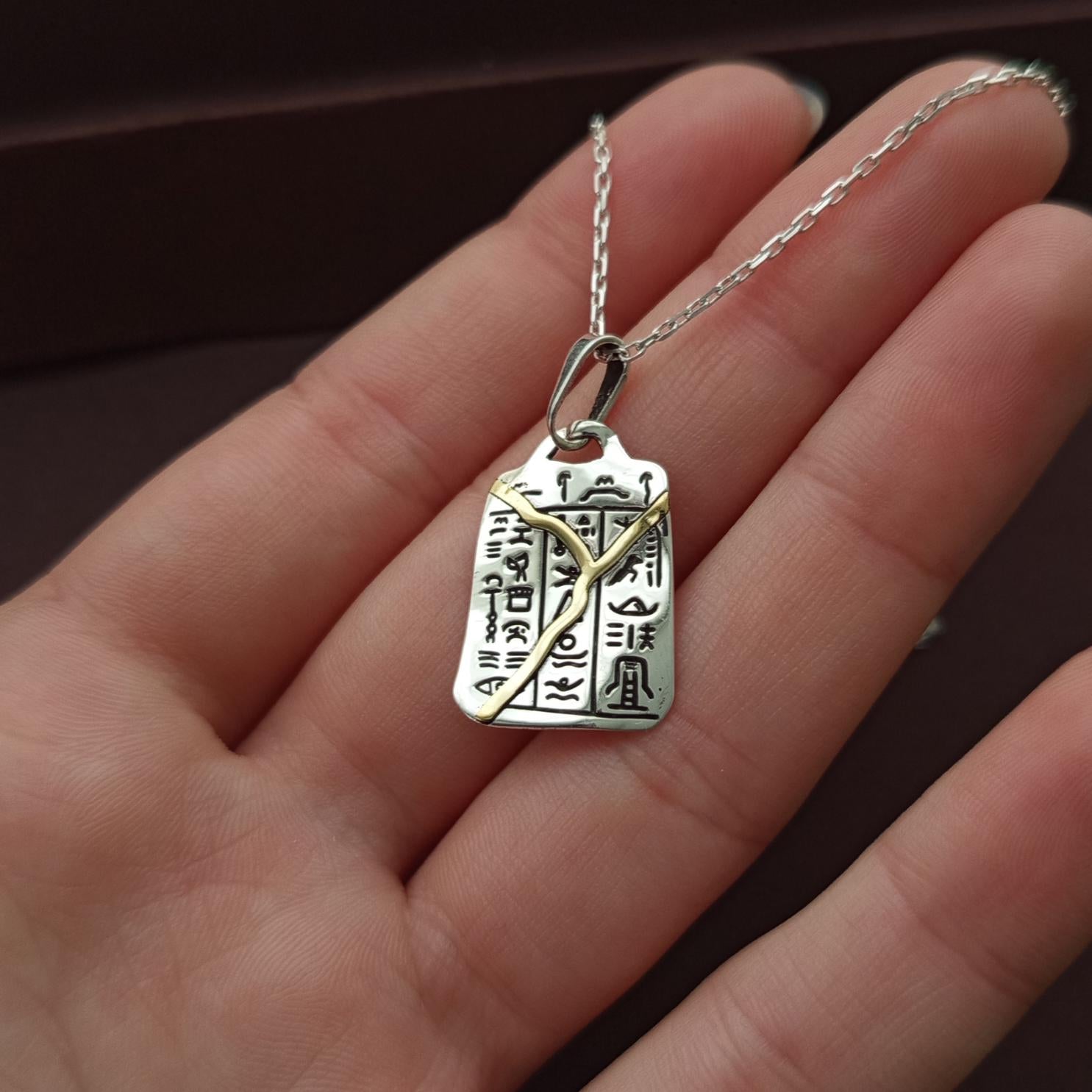Kintsugi Egyptian Hieroglyph Necklace