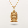 Gold Scarab Necklace – Egyptian Sun Symbol, Sterling Silver Pendant