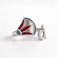 Vintage Ancient Egyptian–Inspired Open Ring – 925 Sterling Silver with Enamel Details, Adjustable Band