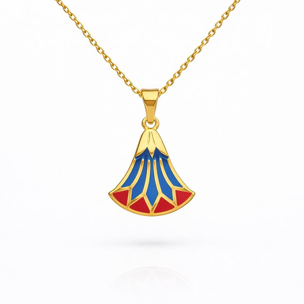 Gold Plated Egyptian Necklace – Sterling Silver Enamel Pendant