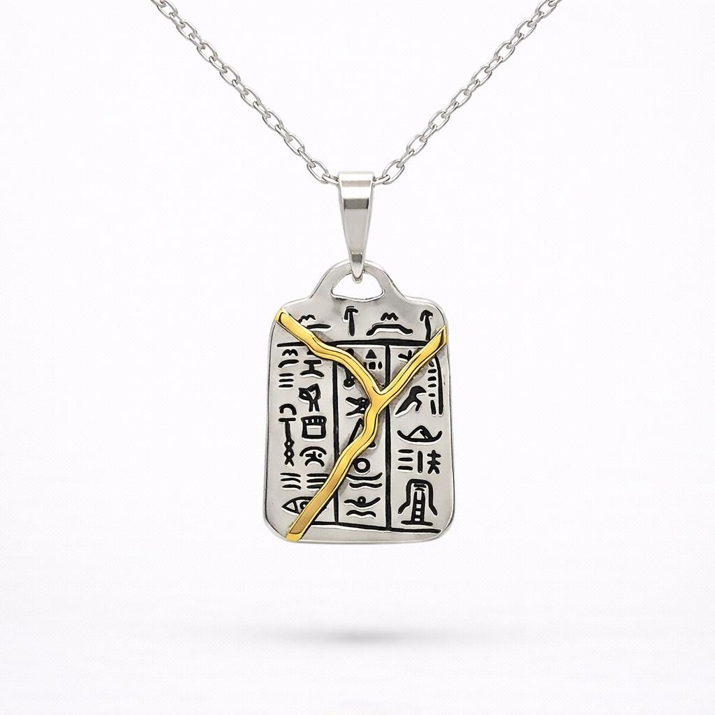 Kintsugi Egyptian Hieroglyph Necklace