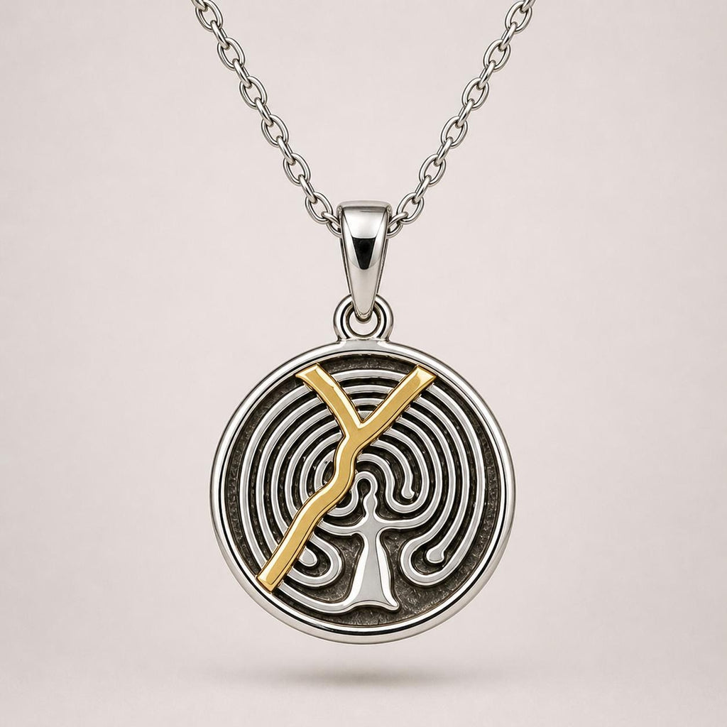 Tree Of Life Necklace – Kintsugi Sterling Silver Pendant with Gold Lines (2 Designs)