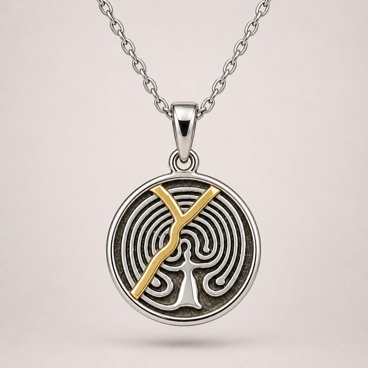 Tree Of Life Necklace – Kintsugi Sterling Silver Pendant with Gold Lines (2 Designs)