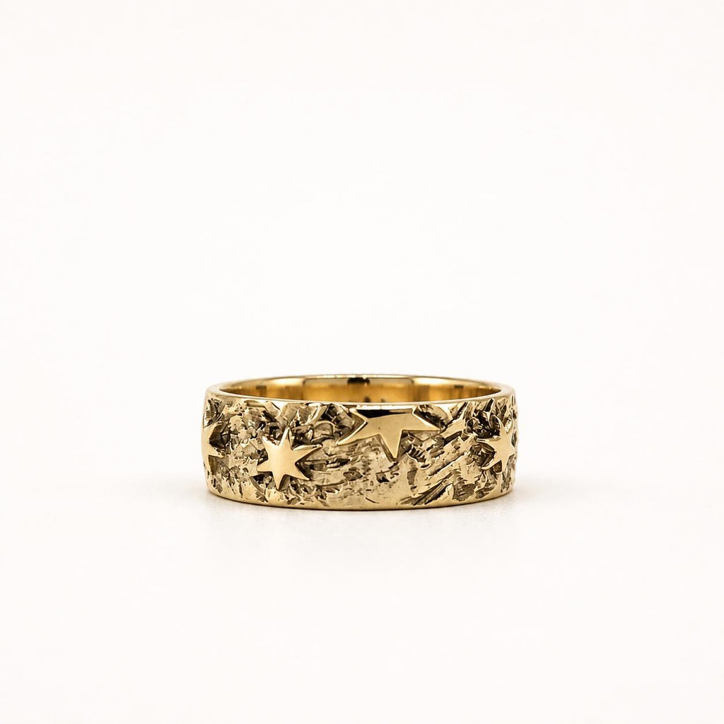 Custom Engraved Star Ring – Sterling Silver Celestial Band, Personalized Message Jewelry