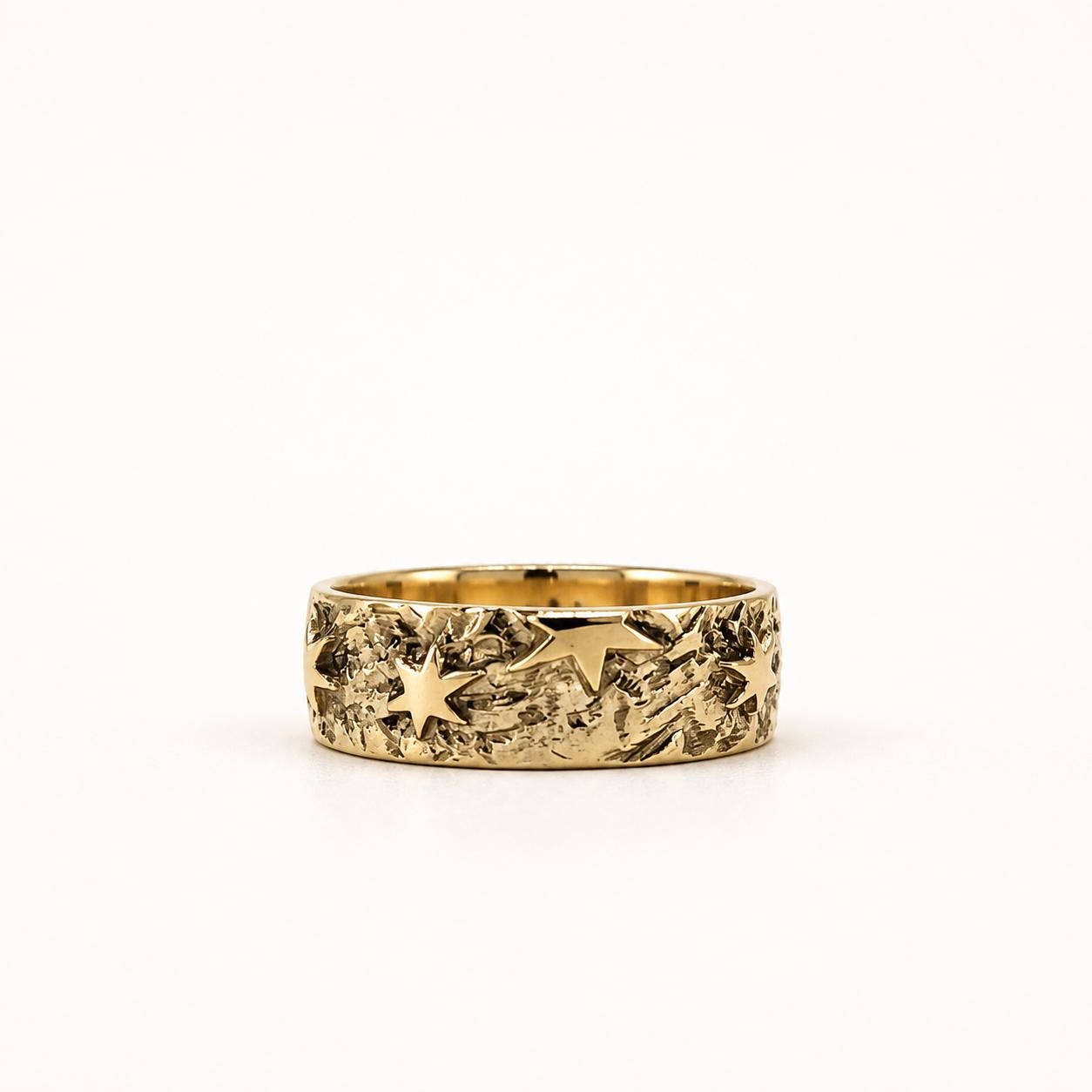 Custom Engraved Star Ring – Sterling Silver Celestial Band, Personalized Message Jewelry