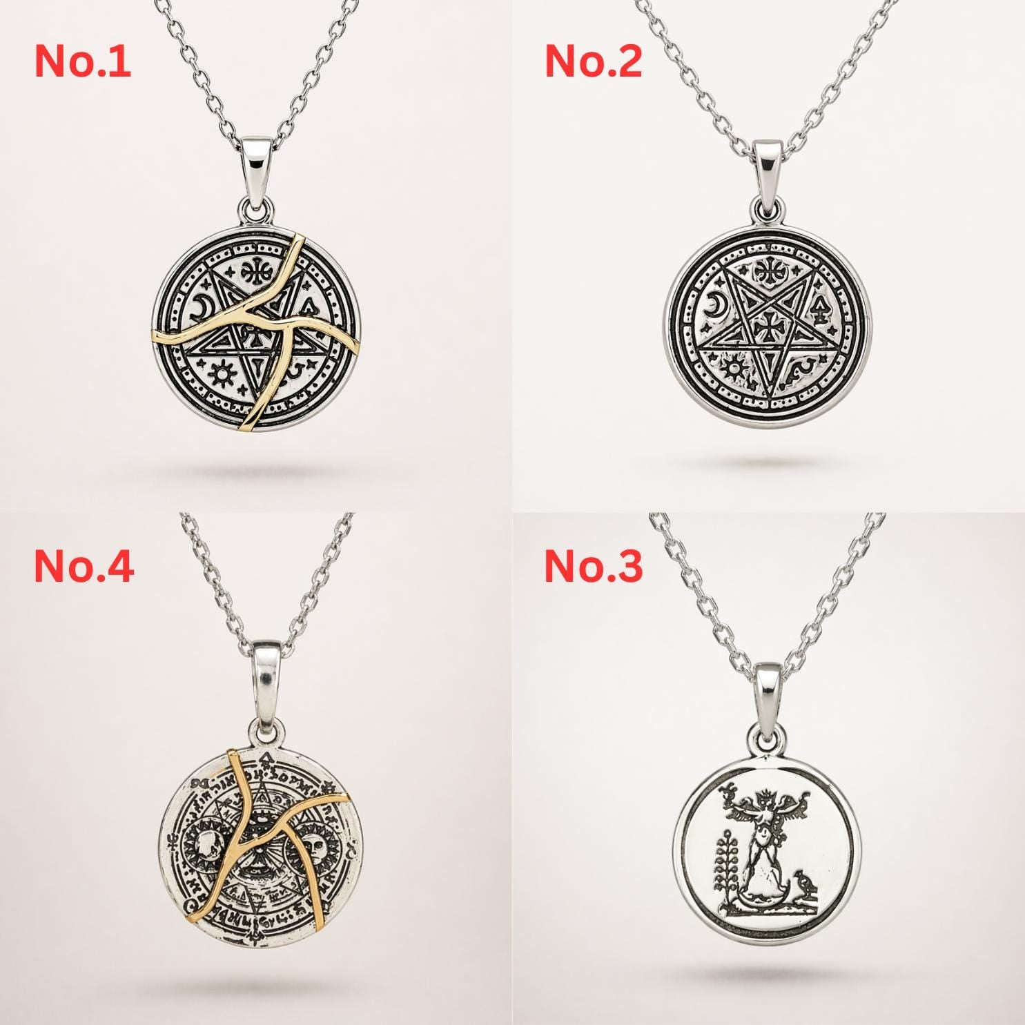 Star Necklace – Kintsugi Sterling Silver Talisman Pendant with Gold Lines (4 Designs)
