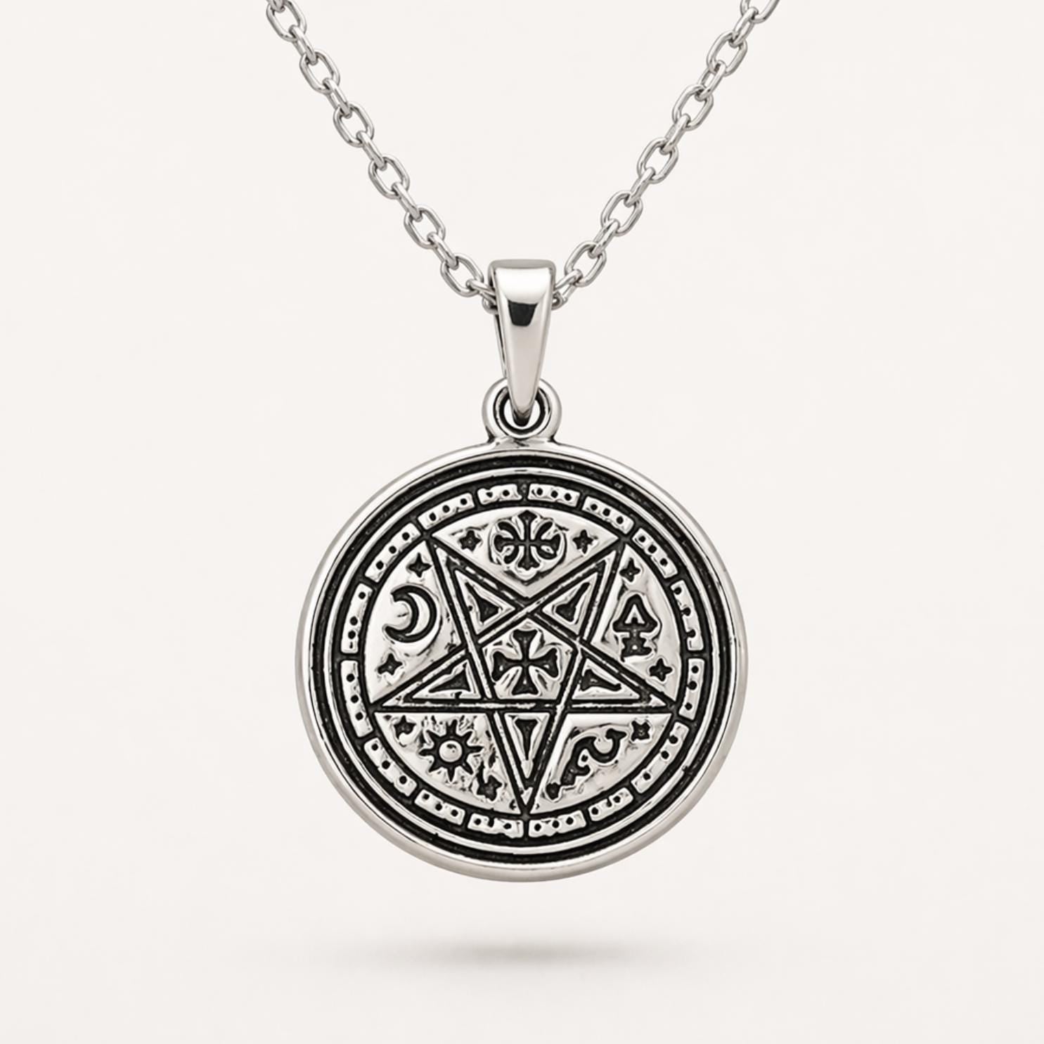 Sun Moon Necklace – Sterling Silver Celestial Alchemy Pendant, Sacred Geometry, Kintsugi Style
