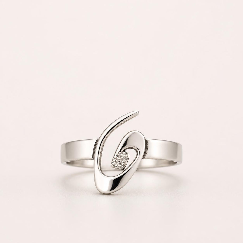 Personalized Sterling Silver Arabic Initial Ring