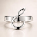 Sterling Silver Arabic Initial Ring: Minimalist Calligraphy Jewelry