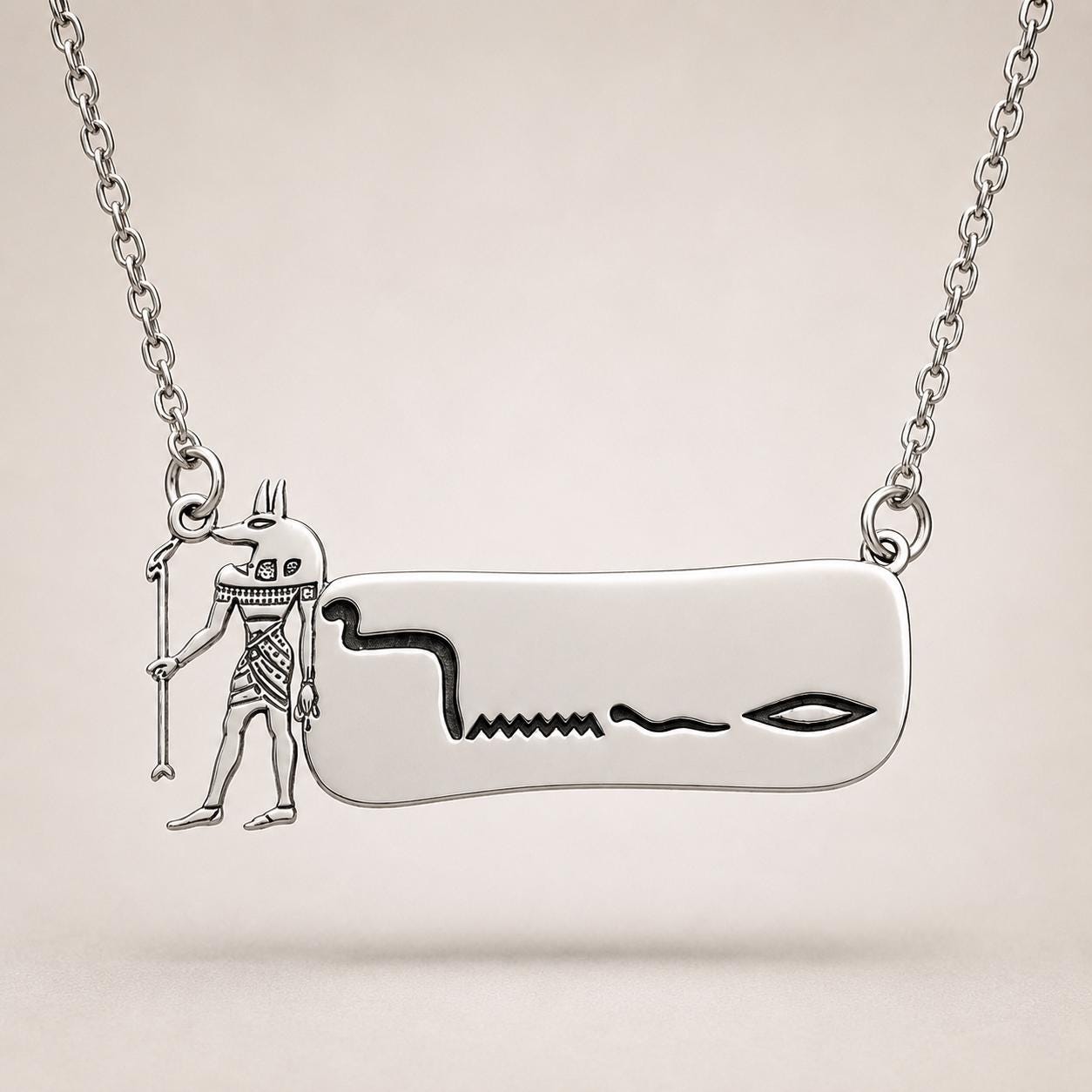 Custom Sterling Silver Egyptian hieroglyphs Name Necklace: Red Enamel Pendant