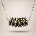 Handmade Gold, Silver Wire Wrap Necklace – 14k Gold, Black Silver Pendant