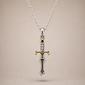 Sword Necklace Silver & Gold – Medieval Dagger Pendant, Gothic Necklace, Gift for Him or Her