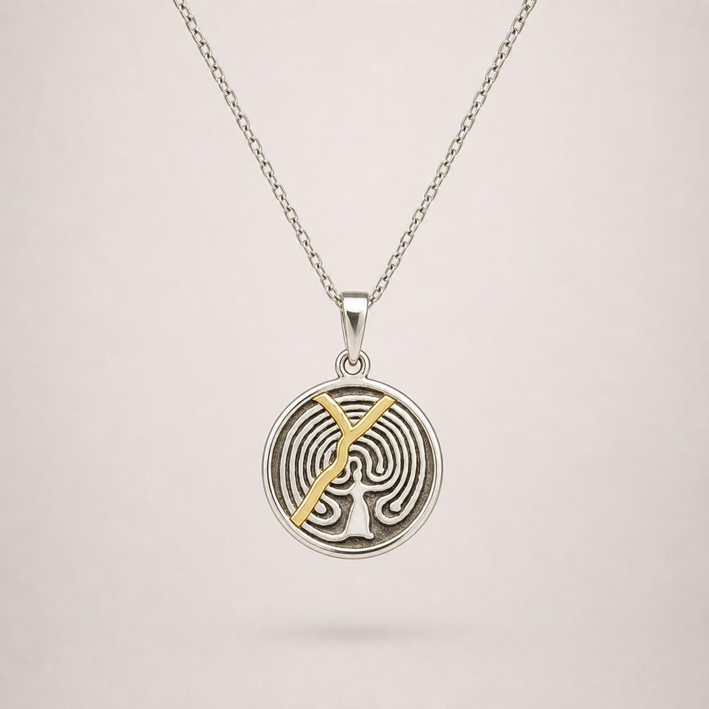 Tree Of Life Necklace – Kintsugi Sterling Silver Pendant with Gold Lines (2 Designs)