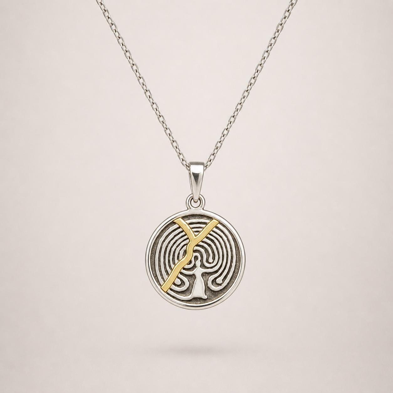 Tree Of Life Necklace – Kintsugi Sterling Silver Pendant with Gold Lines (2 Designs)