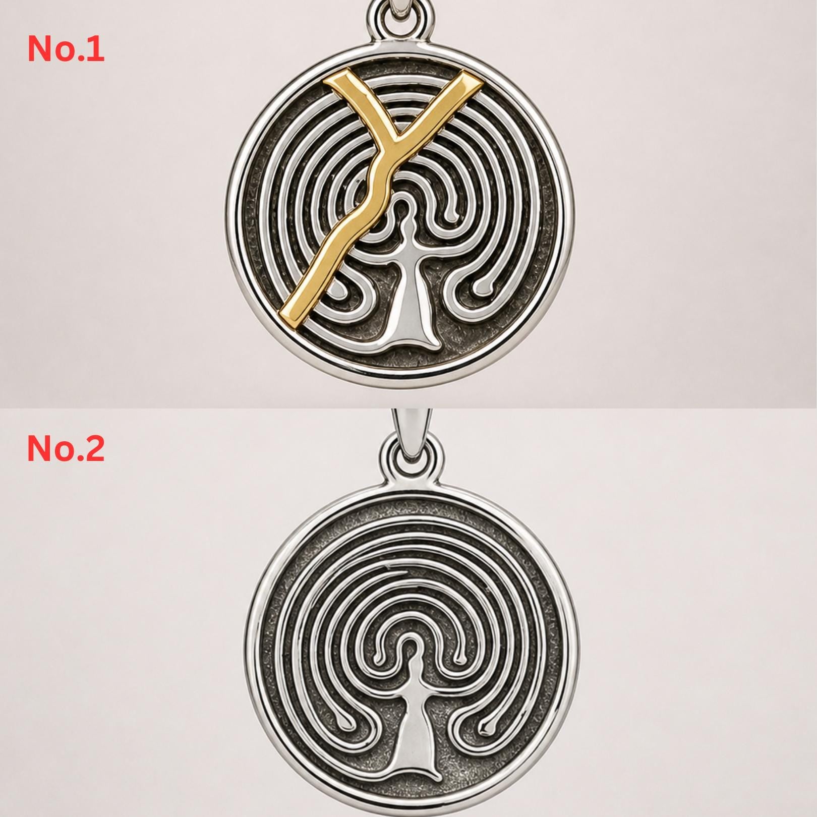 Tree Of Life Necklace – Kintsugi Sterling Silver Pendant with Gold Lines (2 Designs)