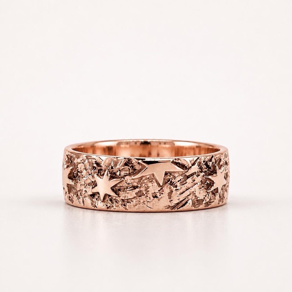 Custom Engraved Star Ring – Sterling Silver Celestial Band, Personalized Message Jewelry