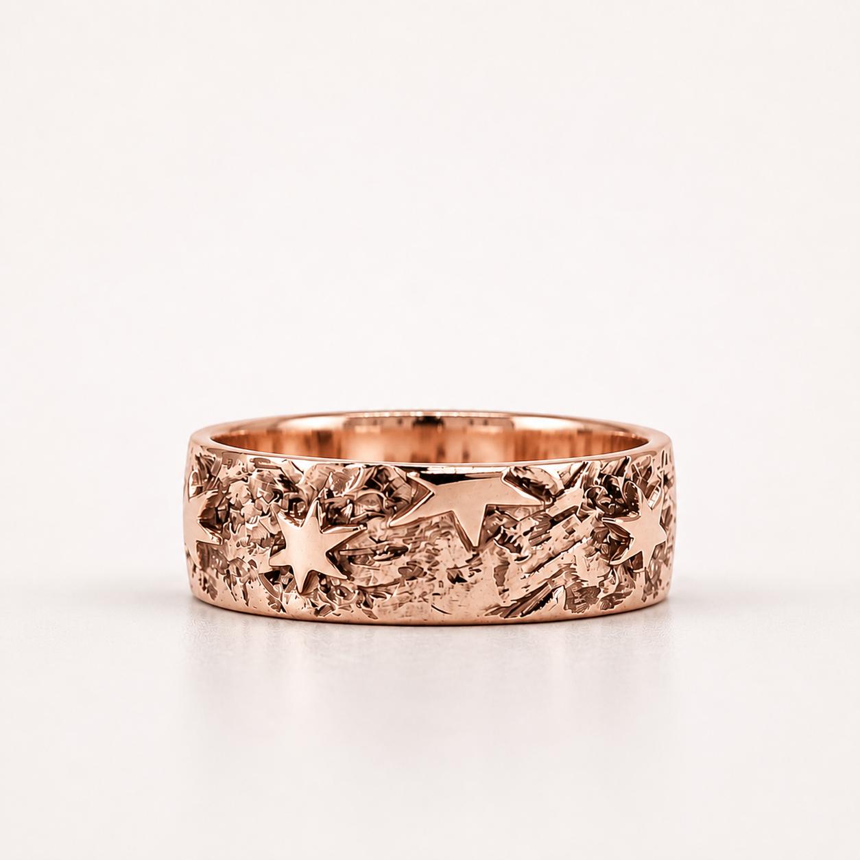 Custom Engraved Star Ring – Sterling Silver Celestial Band, Personalized Message Jewelry