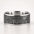 Sterling Silver Snake Skin Ring – Unisex Textured Band, Minimalist Serpent Pattern Ring