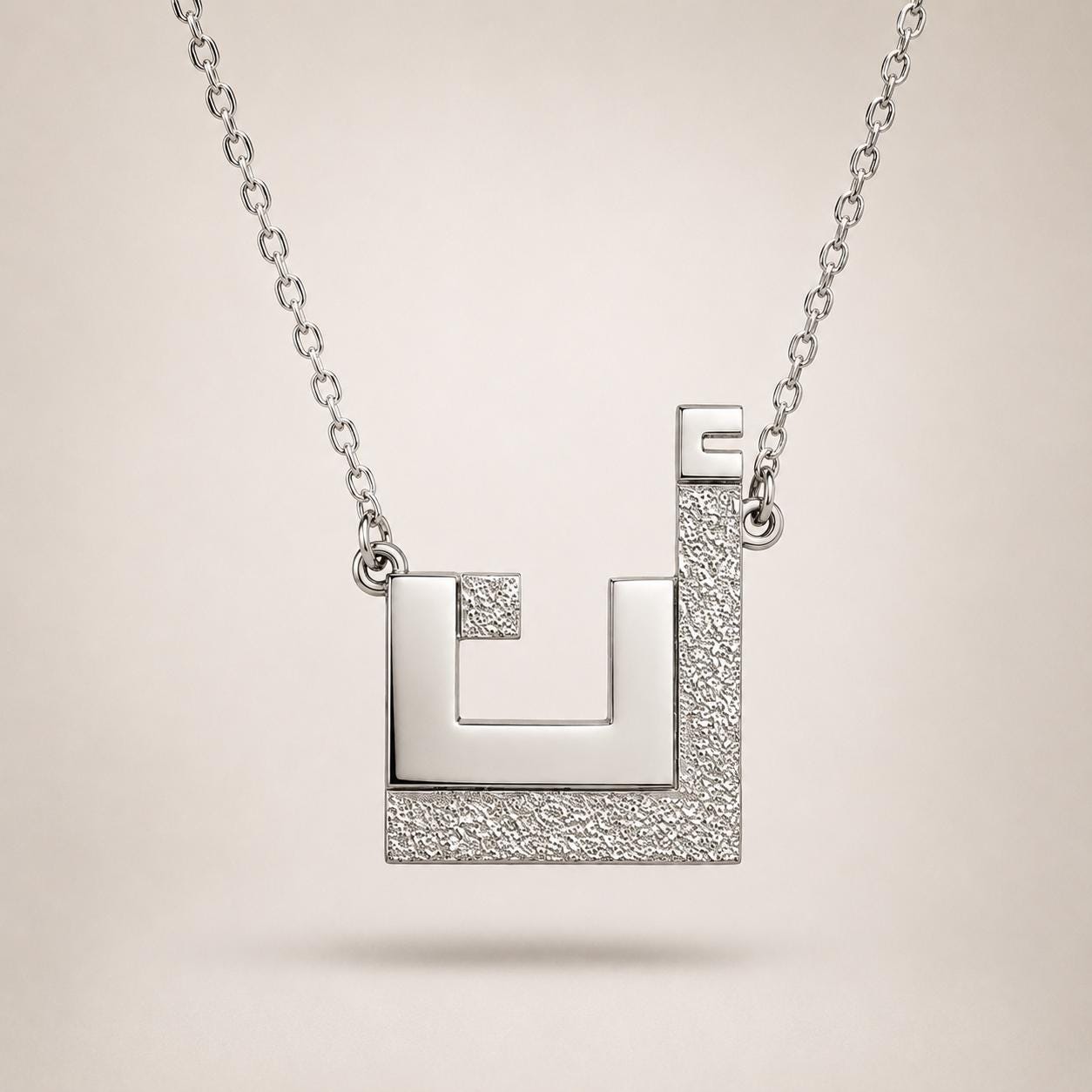 Sterling Silver Arabic Letter Necklace: Kufic Pendant, Personalized Jewelry