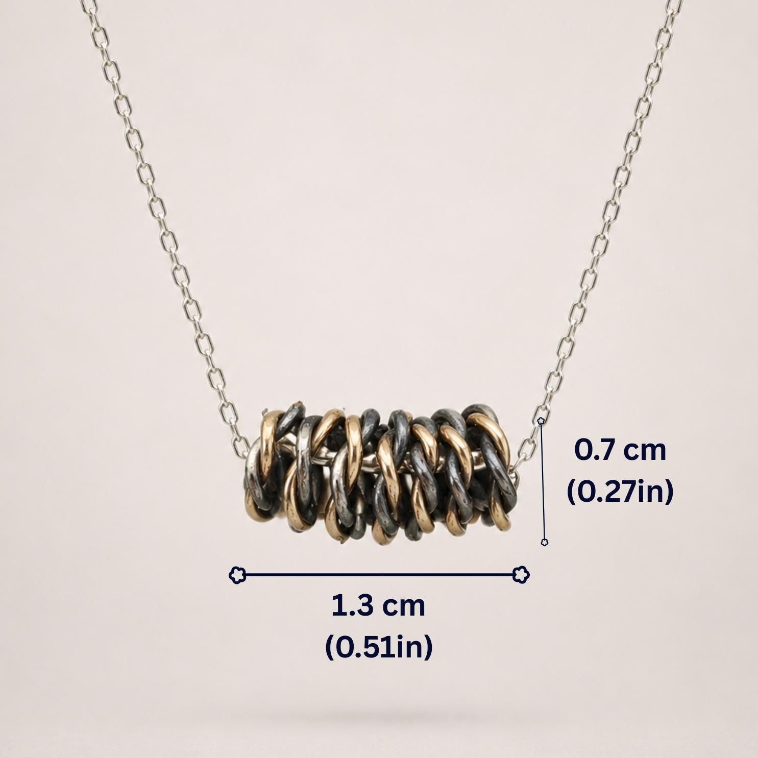 Handmade Gold, Silver Wire Wrap Necklace – 14k Gold, Black Silver Pendant