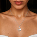 Swan Heart Necklace, Sterling Silver Pendant with Gold Heart, Love Necklace, Gift for Her